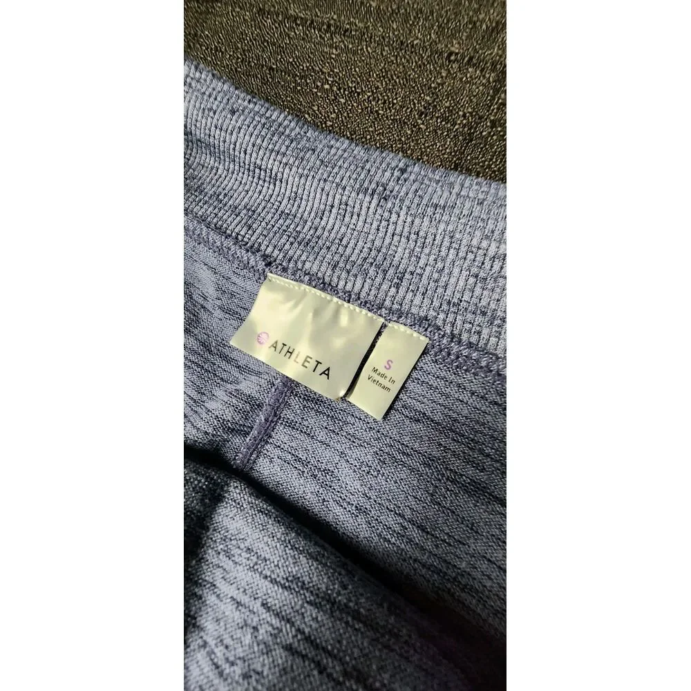 Athleta Downplay Heathered Blue Curved Hem Pocket Elastic‎ Waist Skirt Small EUC